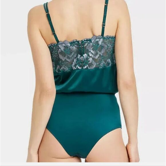 NWT Teal Lace Square Neck Bodysuit Auden Teal Small - Picture 2 of 10